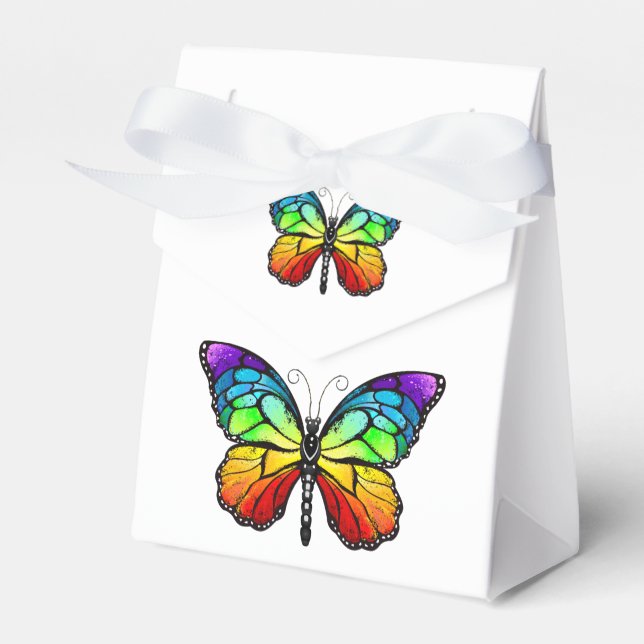 Rainbow butterfly Monarch Favour Box (Front Side)