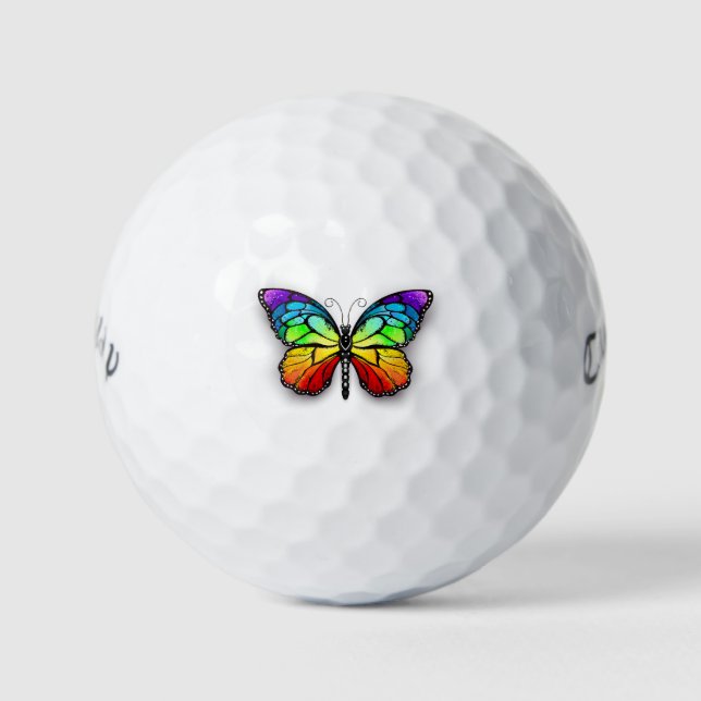 Rainbow butterfly Monarch Golf Balls (Front)