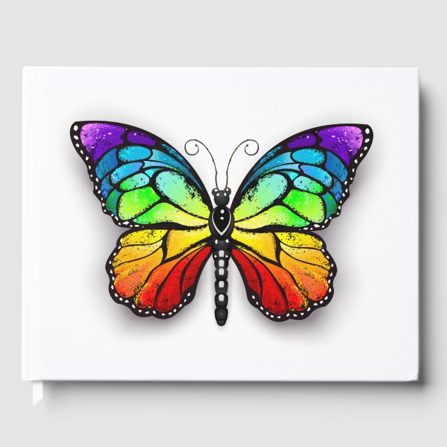 Rainbow butterfly Monarch Guest Book (Front)