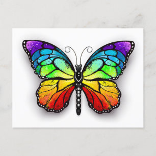 Rainbow butterfly Monarch Holiday Postcard