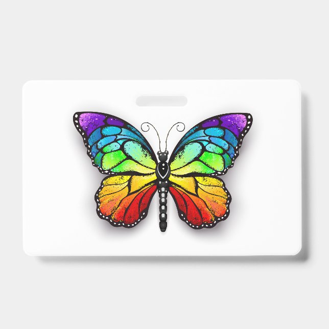 Rainbow butterfly Monarch ID Badge (Front)