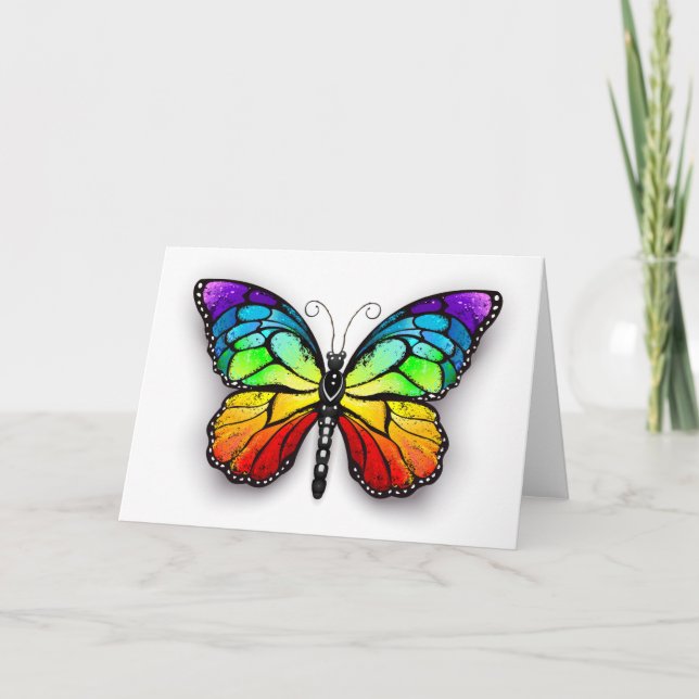 Rainbow butterfly Monarch Invitation (Front)