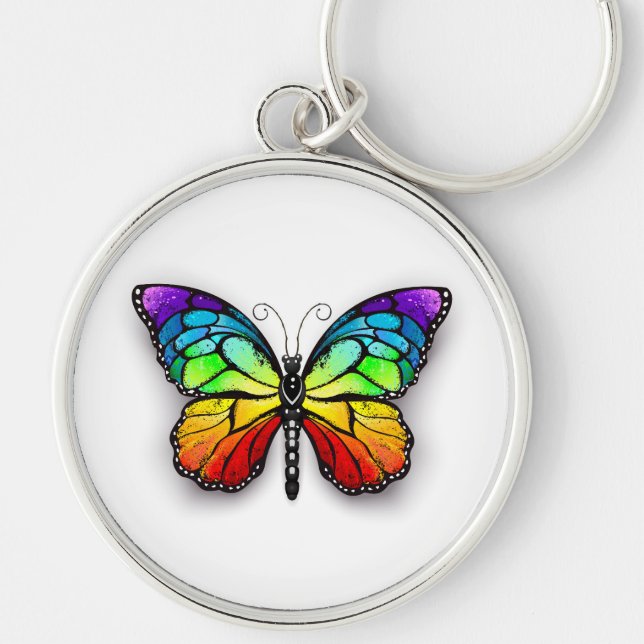 Rainbow butterfly Monarch Key Ring (Front)