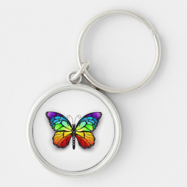 Rainbow butterfly Monarch Key Ring (Front)