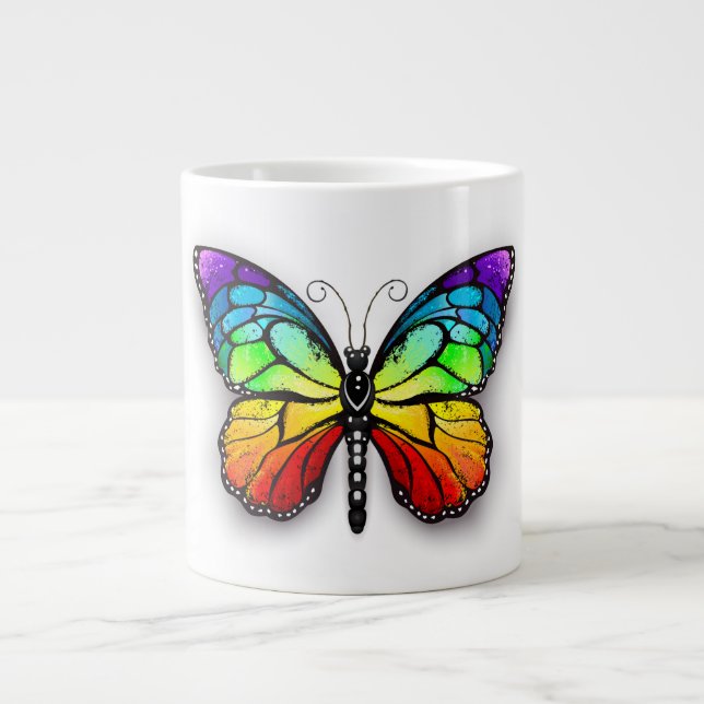 Rainbow butterfly Monarch Large Coffee Mug (Front)