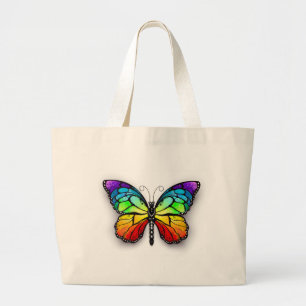 Rainbow butterfly Monarch Large Tote Bag