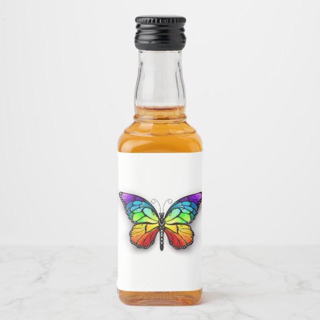 Rainbow butterfly Monarch Liquor Bottle Label (Front)