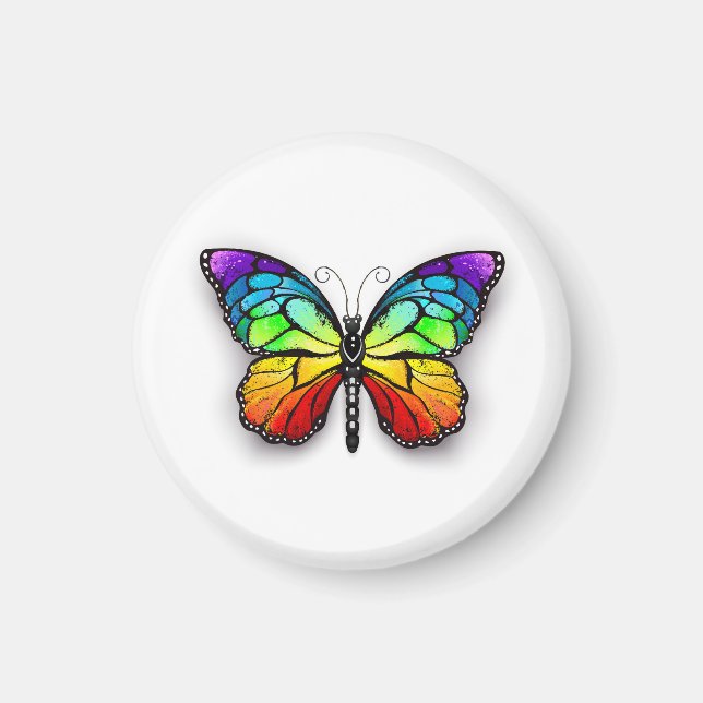 Rainbow butterfly Monarch Magnet (Front)