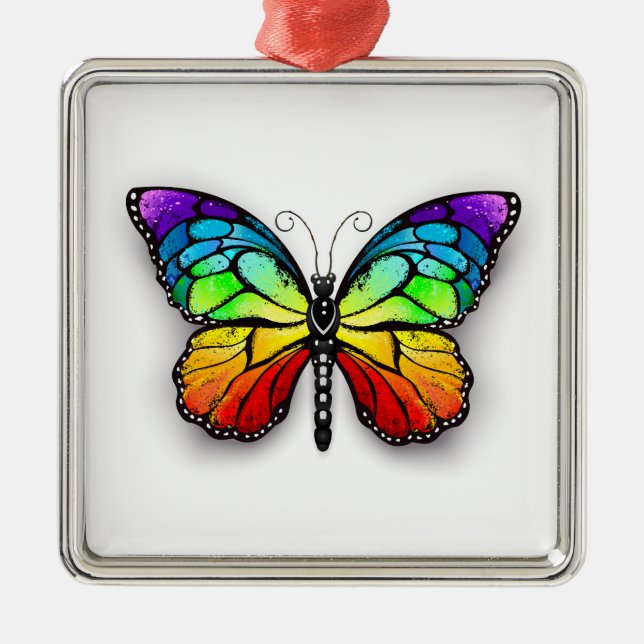 Rainbow butterfly Monarch Metal Ornament (Front)
