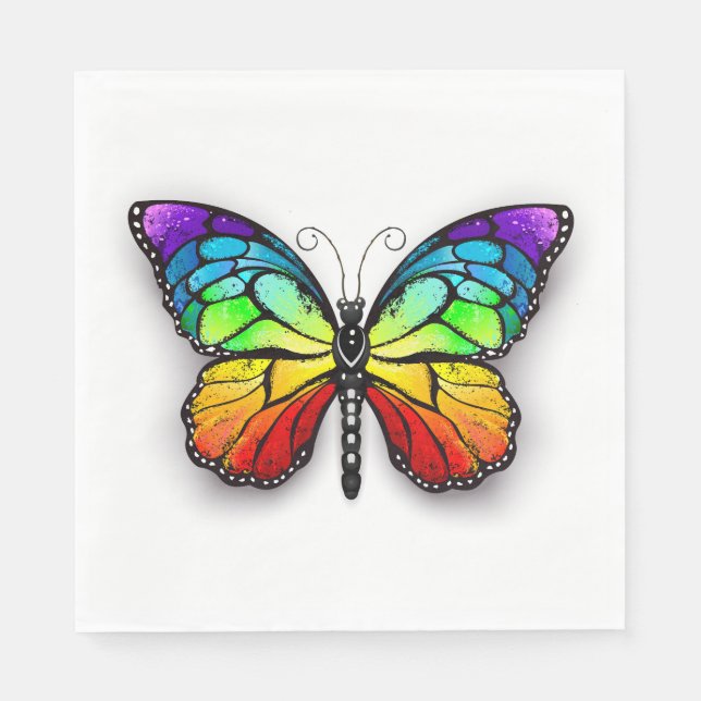 Rainbow butterfly Monarch Napkin (Front)