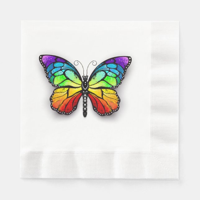 Rainbow butterfly Monarch Napkin (Front)