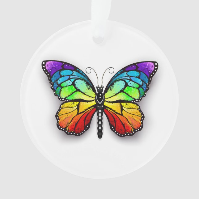 Rainbow butterfly Monarch Ornament (Front)