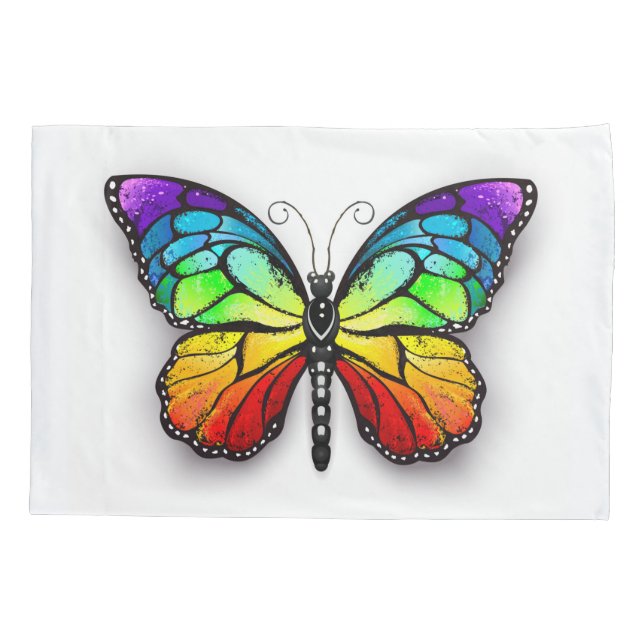Rainbow butterfly Monarch Pillowcase (Back)
