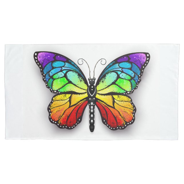 Rainbow butterfly Monarch Pillowcase (Front)