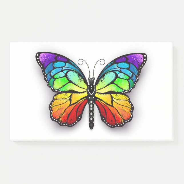 Rainbow butterfly Monarch Post-it Notes (Front)