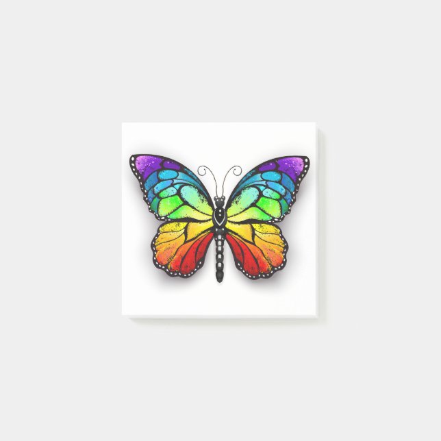 Rainbow butterfly Monarch Post-it Notes (Front)