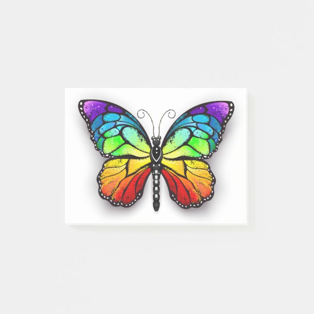 Rainbow butterfly Monarch Post-it Notes (Front)