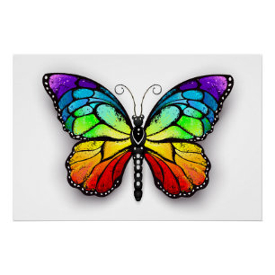 Rainbow butterfly Monarch Poster