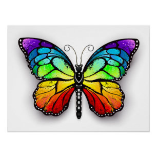 Rainbow butterfly Monarch Poster