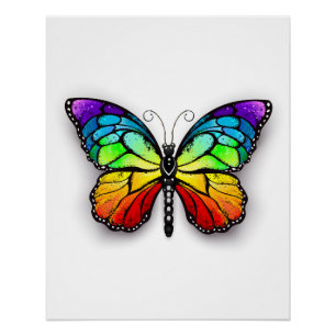 Rainbow butterfly Monarch Poster