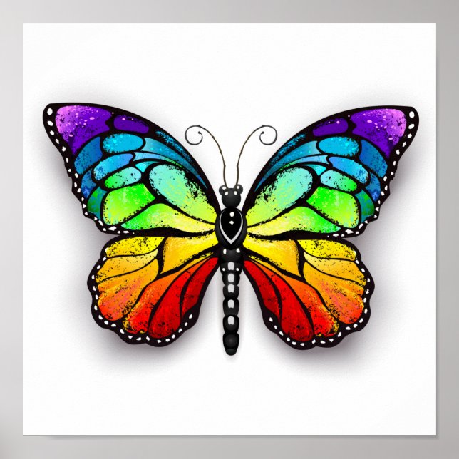 Rainbow butterfly Monarch Poster (Front)