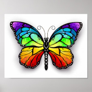 Rainbow butterfly Monarch Poster