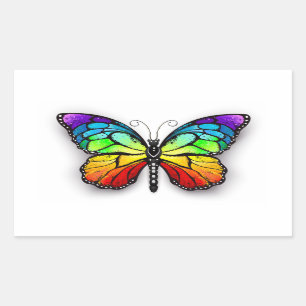Rainbow butterfly Monarch Rectangular Sticker