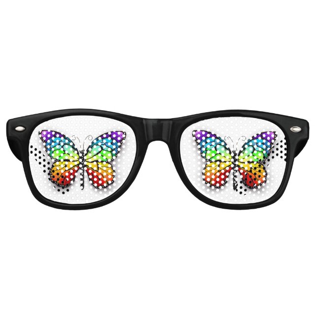 Rainbow butterfly Monarch Retro Sunglasses (Front)