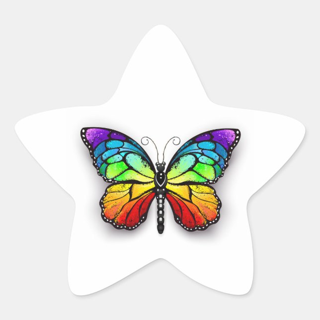 Rainbow butterfly Monarch Star Sticker (Front)
