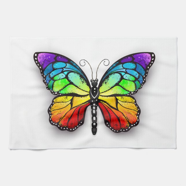 Rainbow butterfly Monarch Tea Towel (Horizontal)