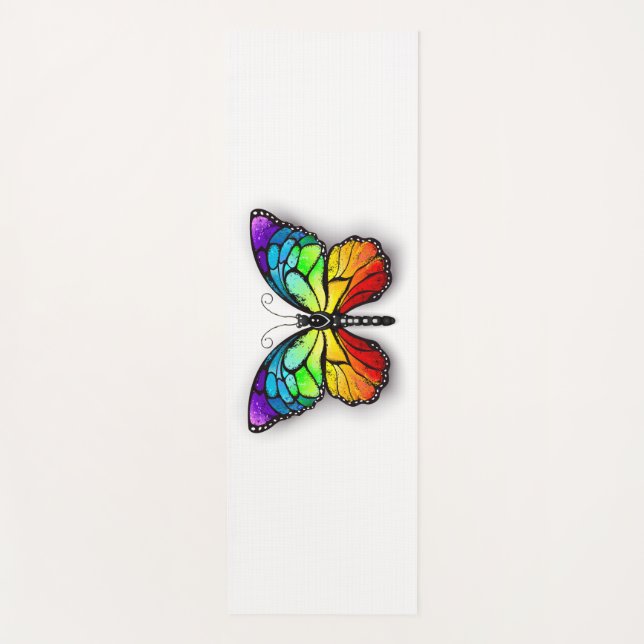 Rainbow butterfly Monarch Yoga Mat (Front)