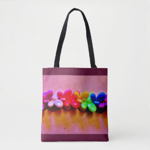 Rainbow Butterfly Necklace Tote Bag
