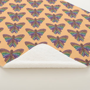 Rainbow Butterfly (orange) - Sherpa Blanket