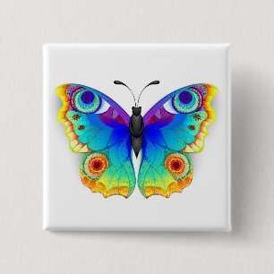 Rainbow Butterfly Peacock Eye 15 Cm Square Badge