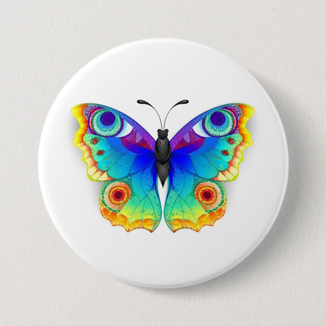 Rainbow Butterfly Peacock Eye 7.5 Cm Round Badge (Front)