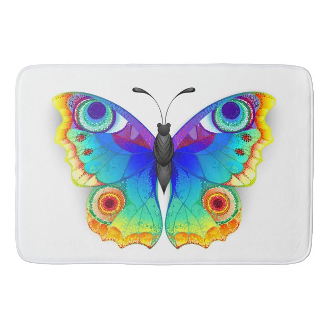 Rainbow Butterfly Peacock Eye Bath Mat (Front)