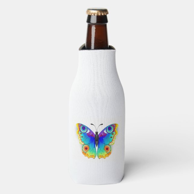 Rainbow Butterfly Peacock Eye Bottle Cooler (Bottle Front)