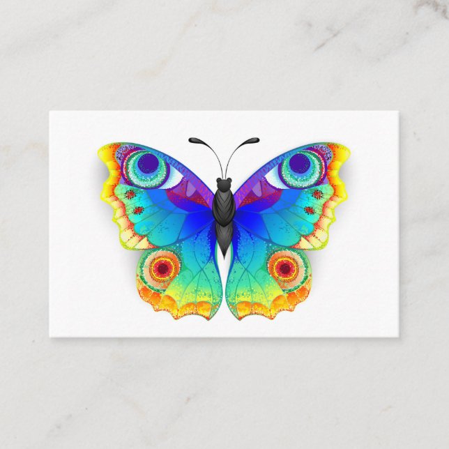 Rainbow Butterfly Peacock Eye Business Card (Front)