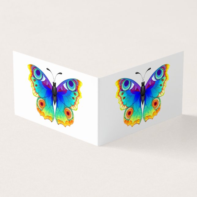 Rainbow Butterfly Peacock Eye Business Card (Outside)