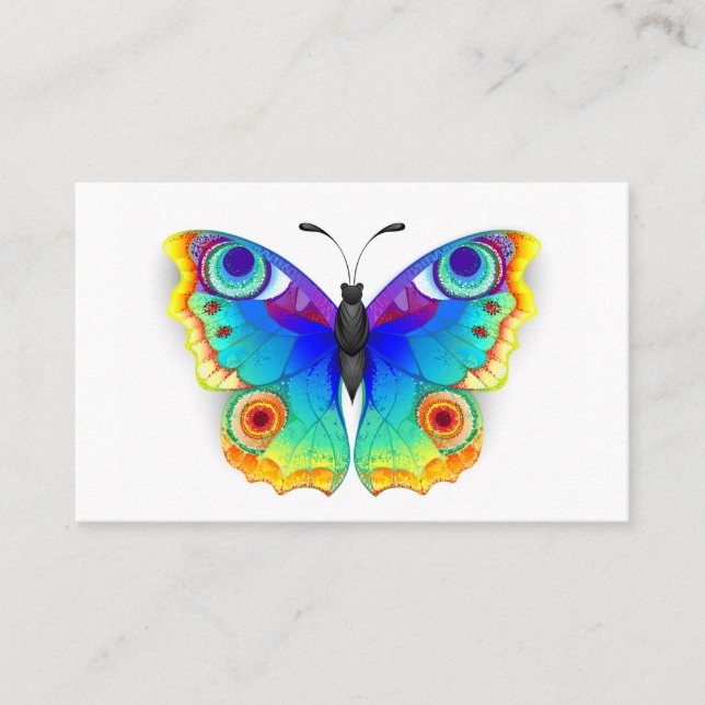 Rainbow Butterfly Peacock Eye Business Card (Front)