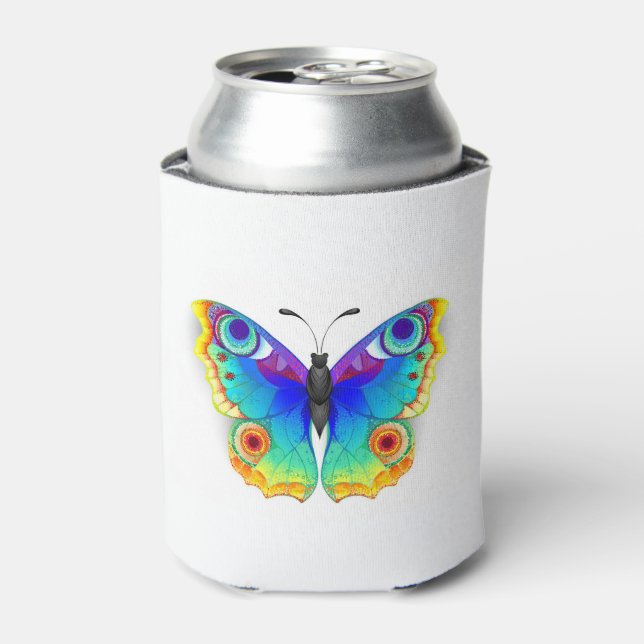 Rainbow Butterfly Peacock Eye Can Cooler (Can Front)