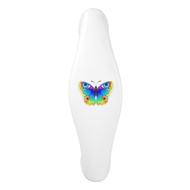 Rainbow Butterfly Peacock Eye Ceramic Cabinet Pull (Front)