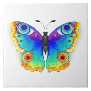 Rainbow Butterfly Peacock Eye Ceramic Tile