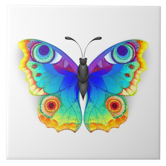 Rainbow Butterfly Peacock Eye Ceramic Tile (Front)