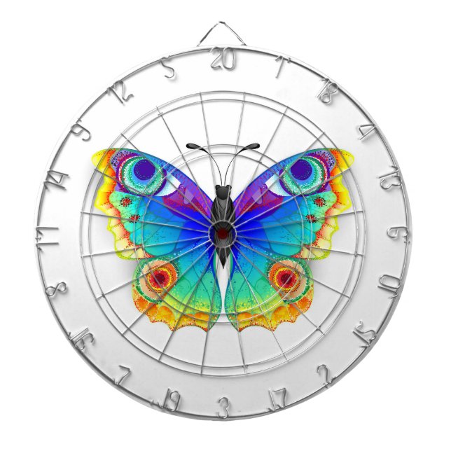 Rainbow Butterfly Peacock Eye Dartboard (Front)