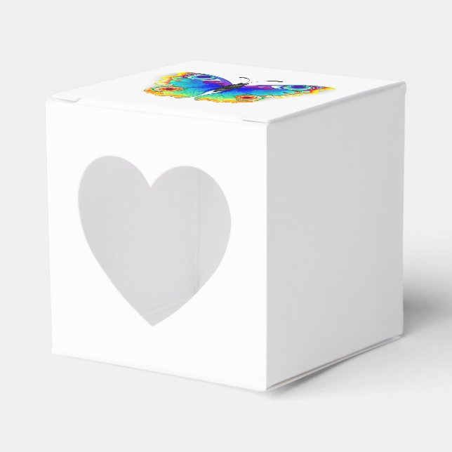 Rainbow Butterfly Peacock Eye Favour Box (Front Side)