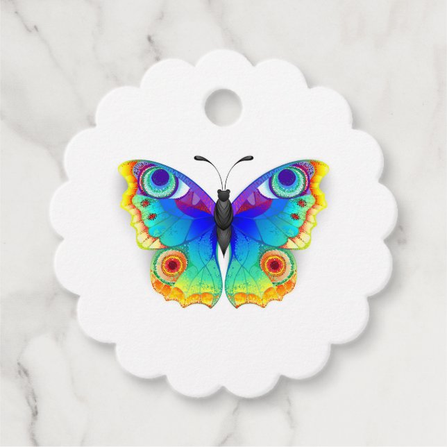 Rainbow Butterfly Peacock Eye Favour Tags (Front)