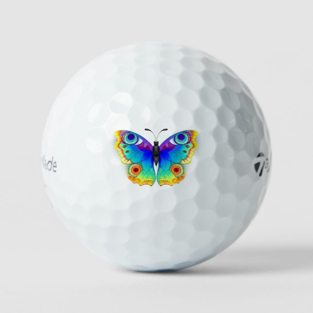 Rainbow Butterfly Peacock Eye Golf Balls (Front)