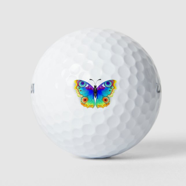 Rainbow Butterfly Peacock Eye Golf Balls (Front)
