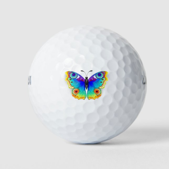 Rainbow Butterfly Peacock Eye Golf Balls (Front)